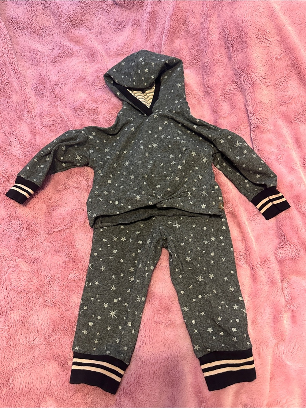 Matilda Jane Gray Star Print Joggers with Pink Trim
